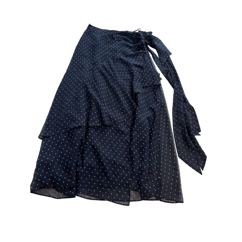 Polka Dot Navy Midi Wrap Skirt